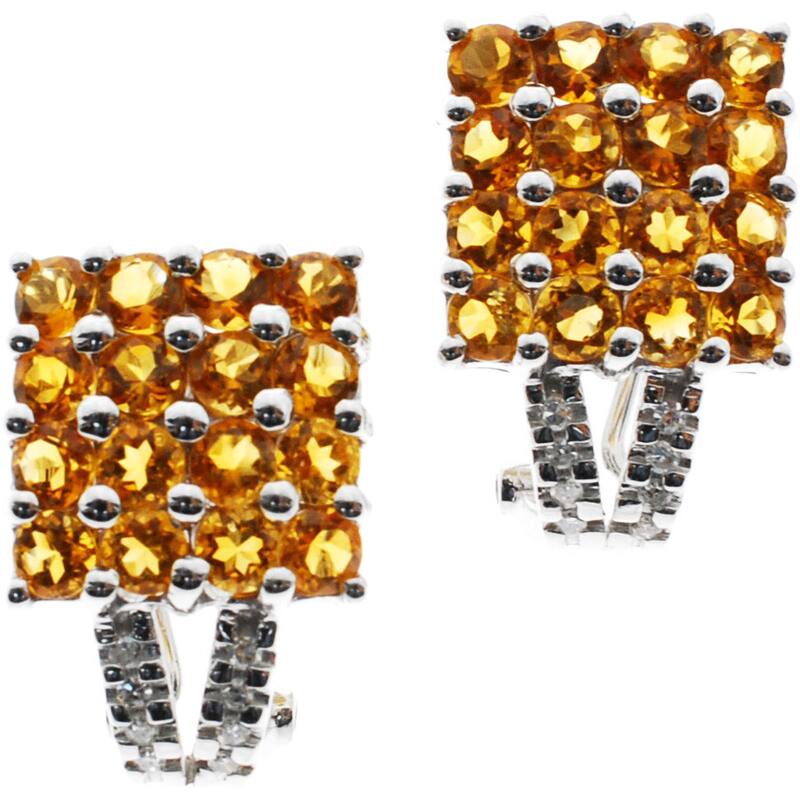 Kabella 14k White Gold Gemstone 1/10ct TDW Diamond Square Earrings (G-H, SI2-I1)