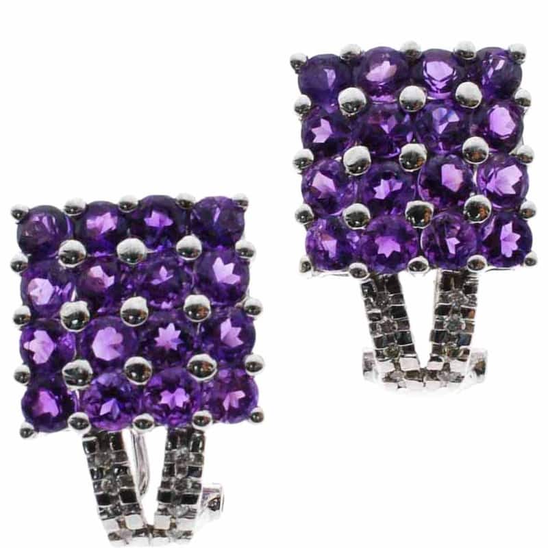 Kabella 14k White Gold Gemstone 1/10ct TDW Diamond Square Earrings (G-H, SI2-I1)