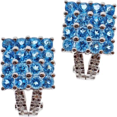 Kabella 14k White Gold Gemstone 1/10ct TDW Diamond Square Earrings (G-H, SI2-I1)