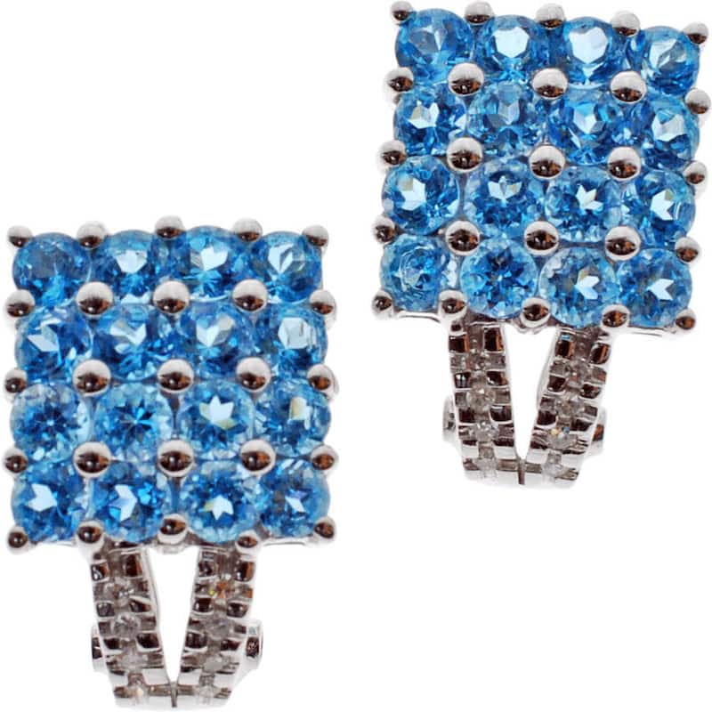Kabella 14k White Gold Gemstone 1/10ct TDW Diamond Square Earrings (G-H, SI2-I1)