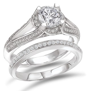avanti rhodium plated sterling silver 2 25ct cubic zirconia round split shank bridal - Silver Wedding Ring Sets avanti rhodium plated sterling silver 2 25ct cubic zirconia round split shank bridal - Silver Wedding Ring Sets
