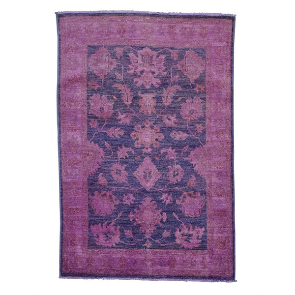 Shop Handmade Peshawar Overdyed Oriental Rug 4' x 6' Free Shipping