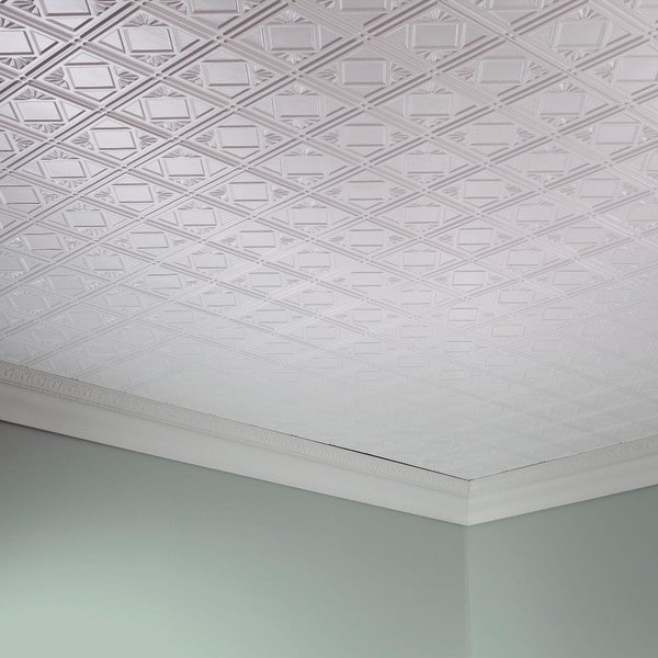 Fasade Traditional Style 4 Gloss White 2 Ft X Glue Up Ceiling Tiles Fasade Traditional Style 4 Gloss White 2 Ft X Glue