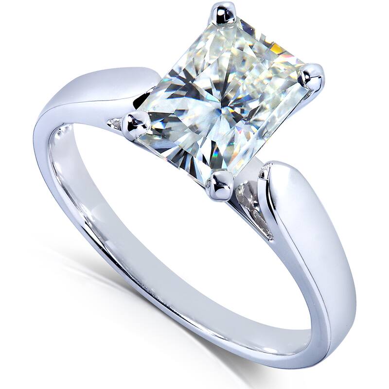 Annello by Kobelli 14k White Gold 1 4/5ct Moissanite Radiant Cut Solitaire Engagement Ring