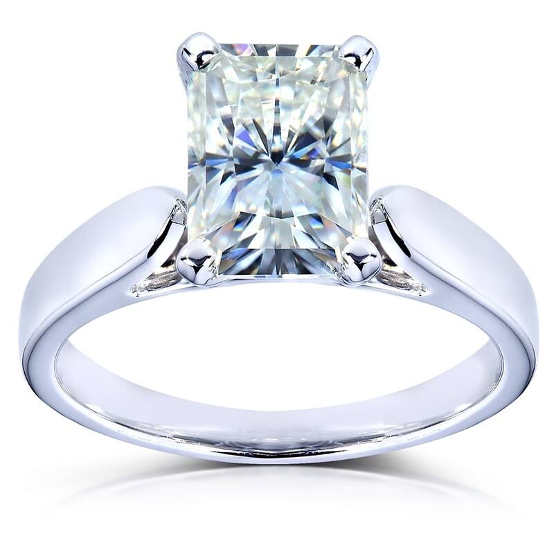 Annello by Kobelli 14k White Gold 1 4/5ct Moissanite Radiant Cut Solitaire Engagement Ring