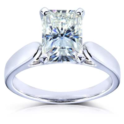 Annello by Kobelli 14k White Gold 1 4/5ct Moissanite Radiant Cut Solitaire Engagement Ring