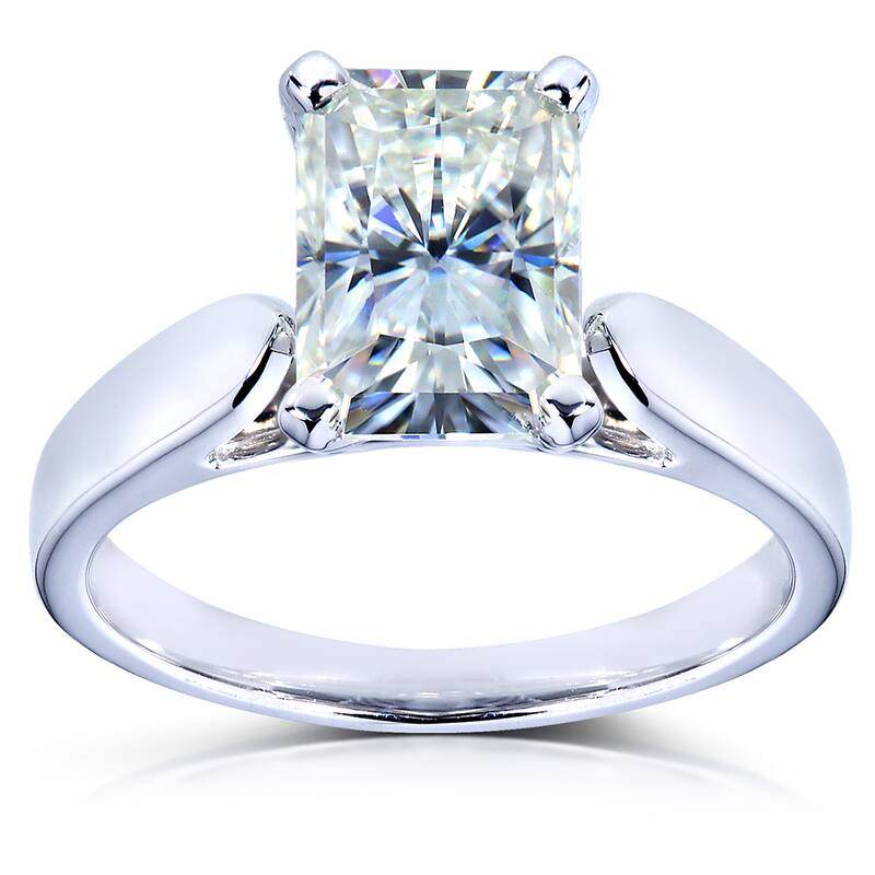 Annello by Kobelli 14k White Gold 1 4/5ct Moissanite Radiant Cut Solitaire Engagement Ring