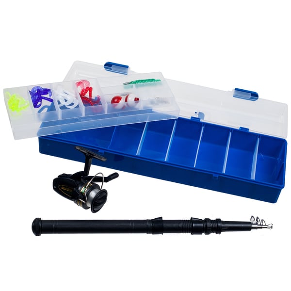 Gone Fishing Telescopic Rod and Reel with Tackle Box Carrying Case