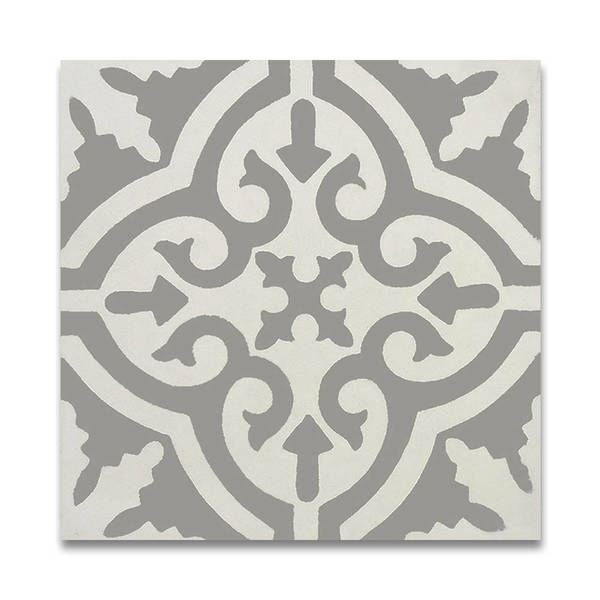 Argana in White and Grey Handmade 8x8-in Moroccan Tile (Pack 12)