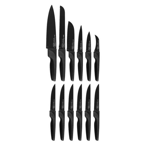 Chicago Cutlery ProHold Coated 14 pc Block Set - Stainless Steel Blades,  Plastic Handles, Includes Chef, Bread, Utility, Santoku Knives and Steak
