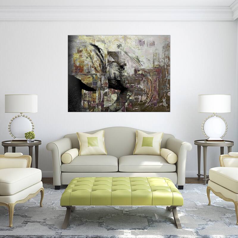 Ready2HangArt 'Saddle Ink Elephant II' Abstract Animal Canvas Art