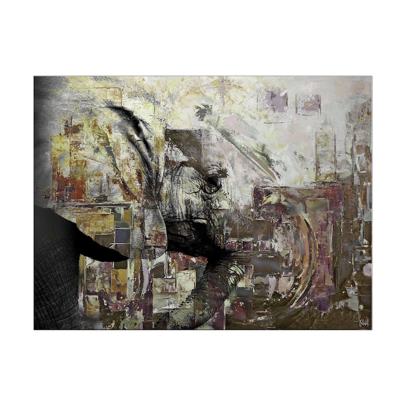 Ready2HangArt 'Saddle Ink Elephant II' Abstract Animal Canvas Art