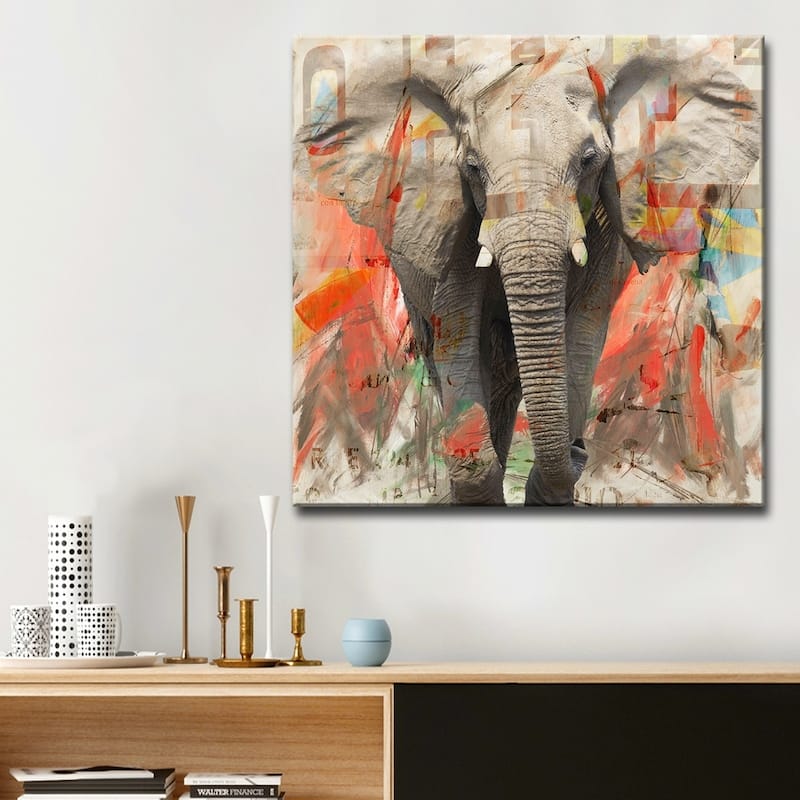 Ready2HangArt 'Saddle Ink Elephant I' Canvas Animal Art