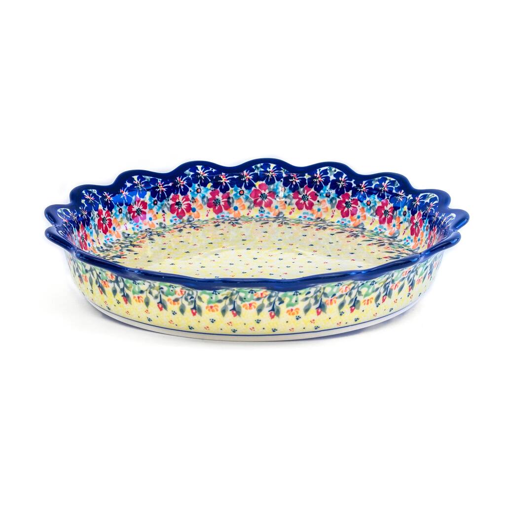 Handmade Stoneware Fany Rimmed Pie Dish (Poland)