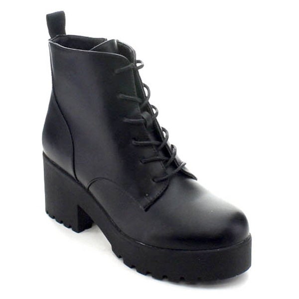 lace up lug sole platform combat boots