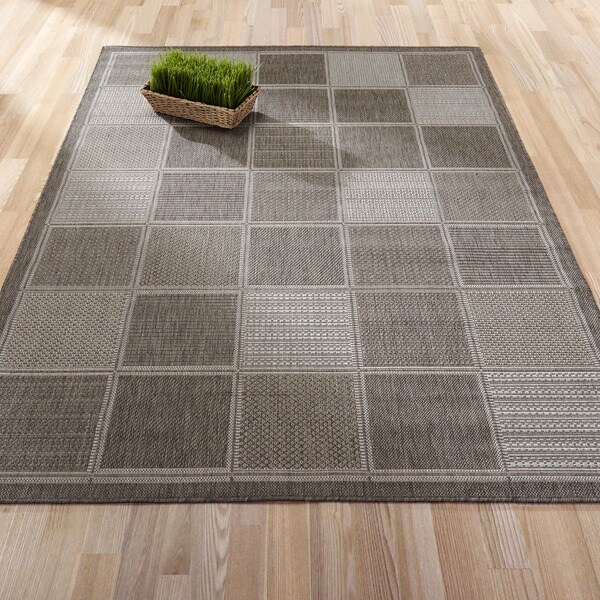 Ottomanson Jardin Collection Grey Contemporary Boxes Design Indoor