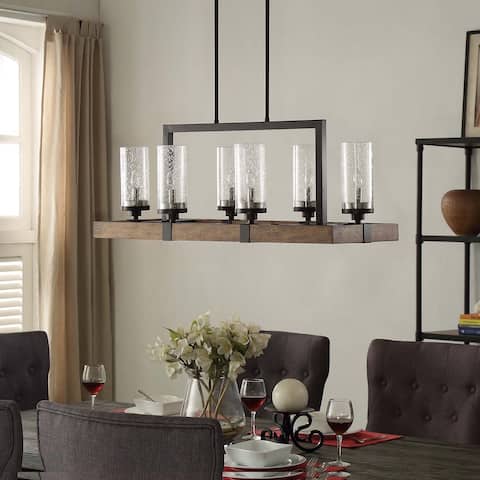 Brown Ceiling Lighting Our Best Fans Deals The Gray Barn Vineyard Metal And Wood 6 Light Chandelier With Seeded Gl Shades
