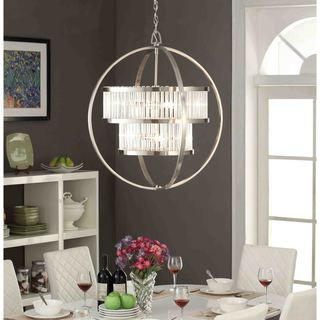 Nickel Finish Chandeliers & Pendant Lighting - Shop The Best Deals ... - Brushed Nickel Crystal Orb 6-light Chandelier