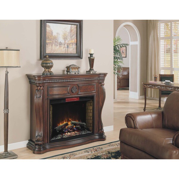 Lexington Classic Flame 33-inch Empire Cherry Fireplace Mantel