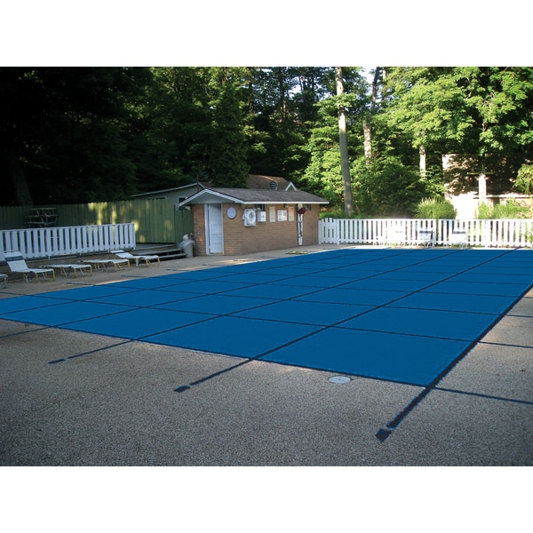 Water Warden Safety Pool Cover for 20' x 42' In Ground Pool Blue Solid with Center Drain Panel