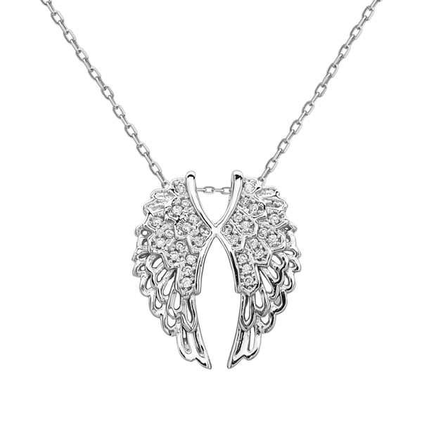 Shop La Preciosa Sterling Silver Cubic Zirconia Double Angel Wing ...