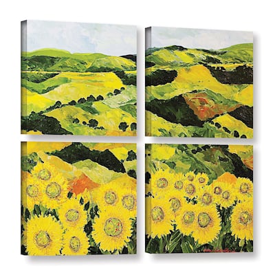 ArtWall Allan Friedlander 'Sunflowers And Sunshine' 4 Piece Gallery-wrapped Canvas Square Set