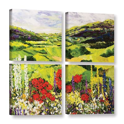 ArtWall Allan Friedlander 'Meadow Lark' 4 Piece Gallery-wrapped Canvas Square Set - Multi