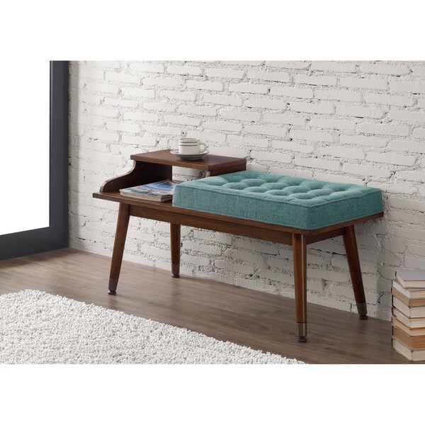 Carson Carrington Mid-century Style Tufted Telephone Bench Teal