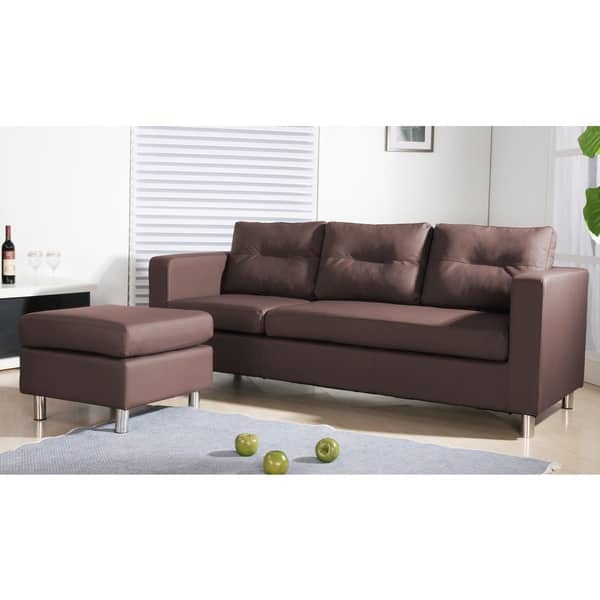 slide 2 of 8, Caius Faux Leather Versatile Sofa Set Chocolate