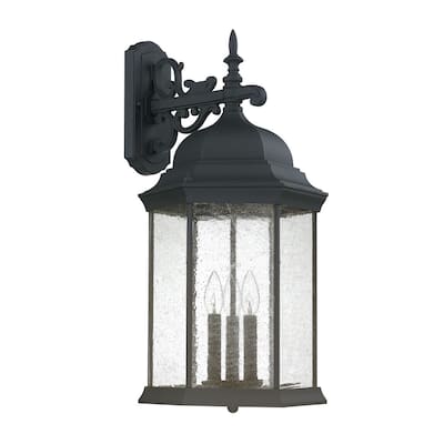 Mainstreet 3-light Black Outdoor Wall Lantern