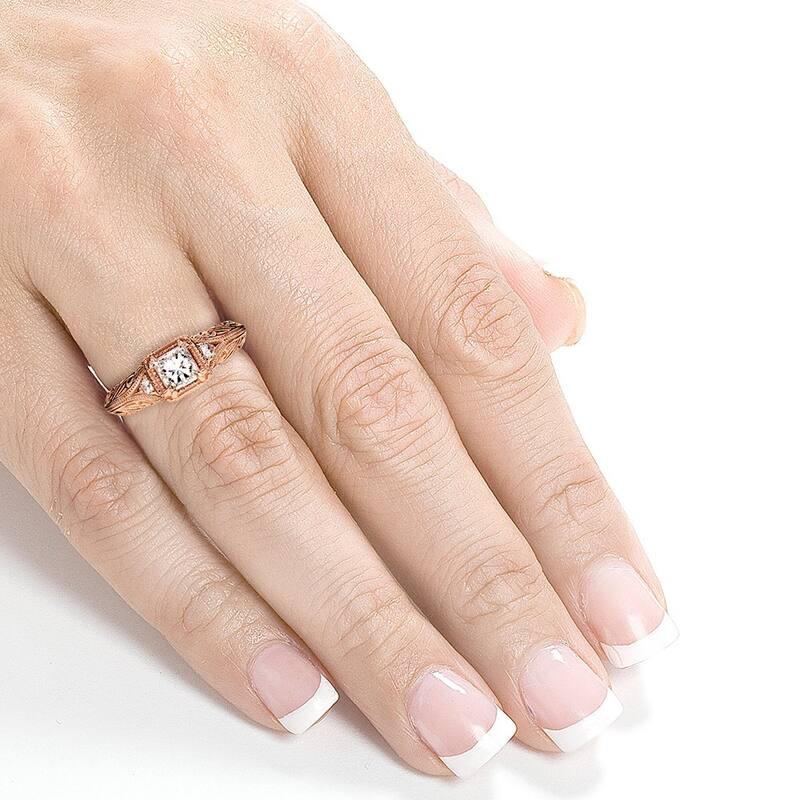 Annello by Kobelli 14k Rose Gold 5/8ct TDW Diamond Antique Filigree Engagement Ring