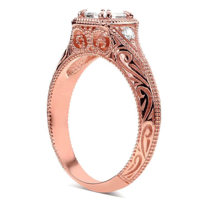 Annello by Kobelli 14k Rose Gold 5/8ct TDW Diamond Antique Filigree Engagement Ring