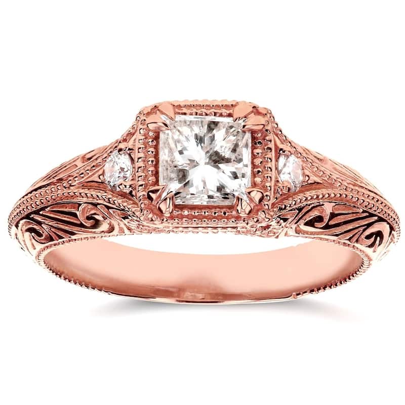 Annello by Kobelli 14k Rose Gold 5/8ct TDW Diamond Antique Filigree Engagement Ring