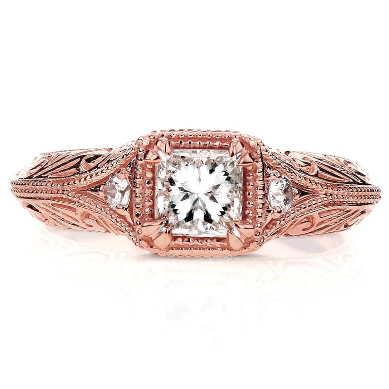 Annello by Kobelli 14k Rose Gold 5/8ct TDW Diamond Antique Filigree Engagement Ring