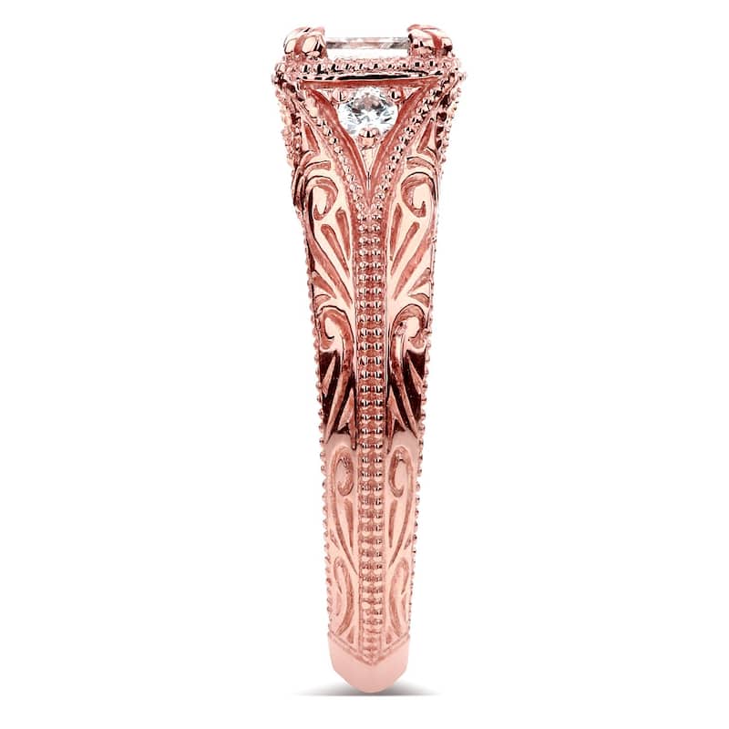 Annello by Kobelli 14k Rose Gold 5/8ct TDW Diamond Antique Filigree Engagement Ring