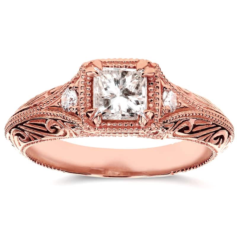 Annello by Kobelli 14k Rose Gold 5/8ct TDW Diamond Antique Filigree Engagement Ring