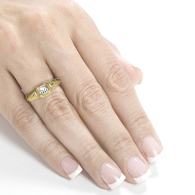 Annello by Kobelli 14k Yellow Gold 5/8ct TDW Diamond Antique Filigree Engagement Ring