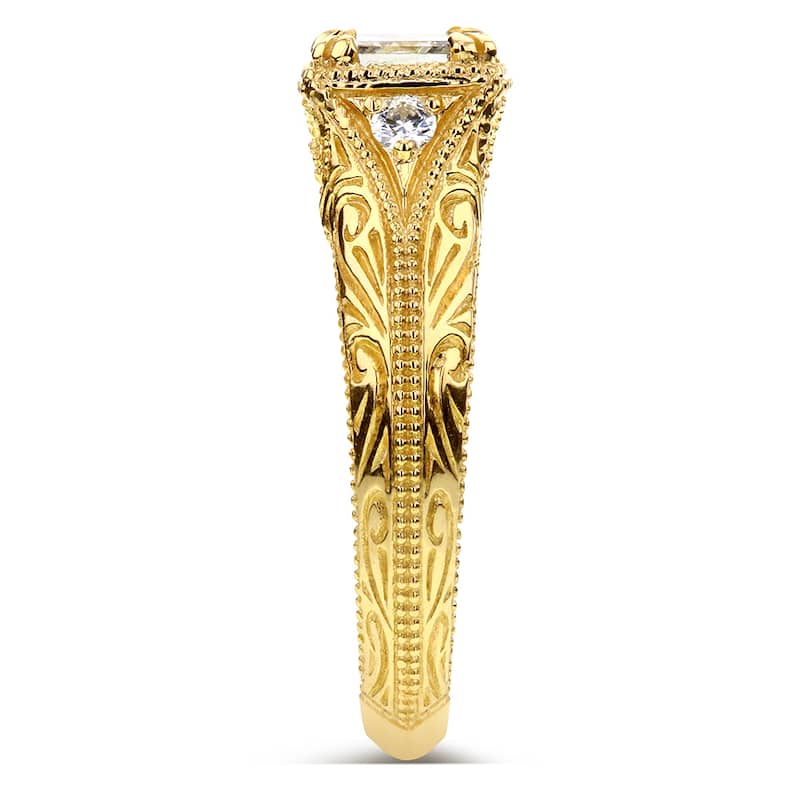 Annello by Kobelli 14k Yellow Gold 5/8ct TDW Diamond Antique Filigree Engagement Ring