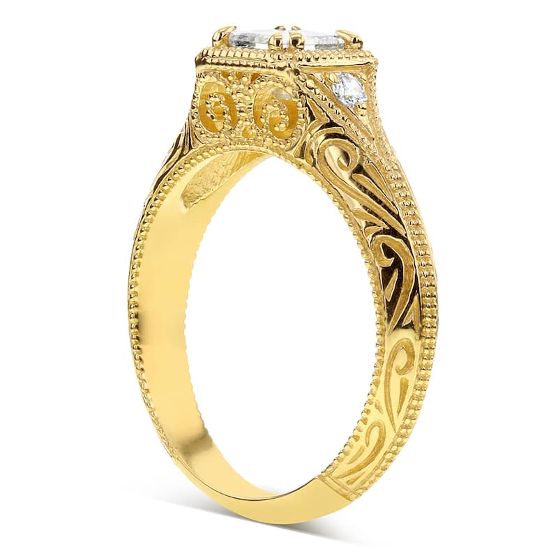 Annello by Kobelli 14k Yellow Gold 5/8ct TDW Diamond Antique Filigree Engagement Ring