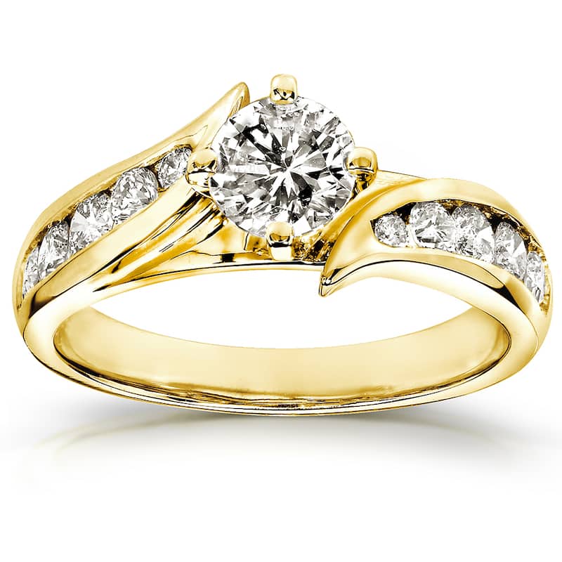 Annello by Kobelli 14k Yellow Gold 1ct TDW Round Diamond Bypass Engagement Ring - 4