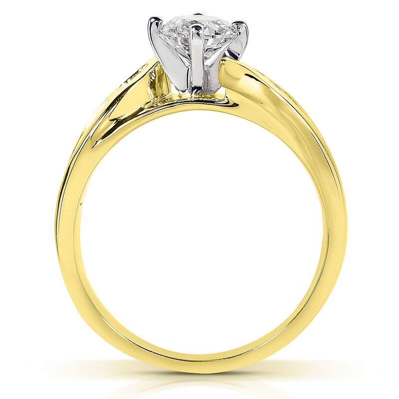 Annello by Kobelli 14k Yellow Gold 1ct TDW Round Diamond Bypass Engagement Ring