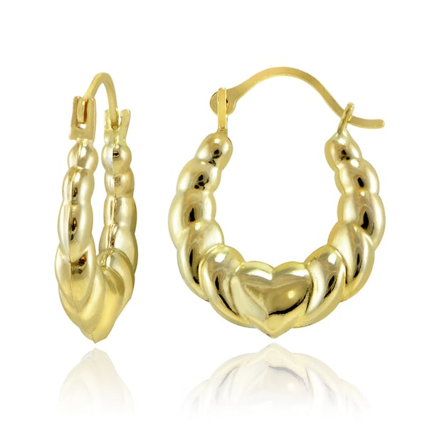Mondevio 10k Gold Heart Twist Design Hoop Earrings Free Mondevio 10k Gold Heart Twist Design Hoop Earrings