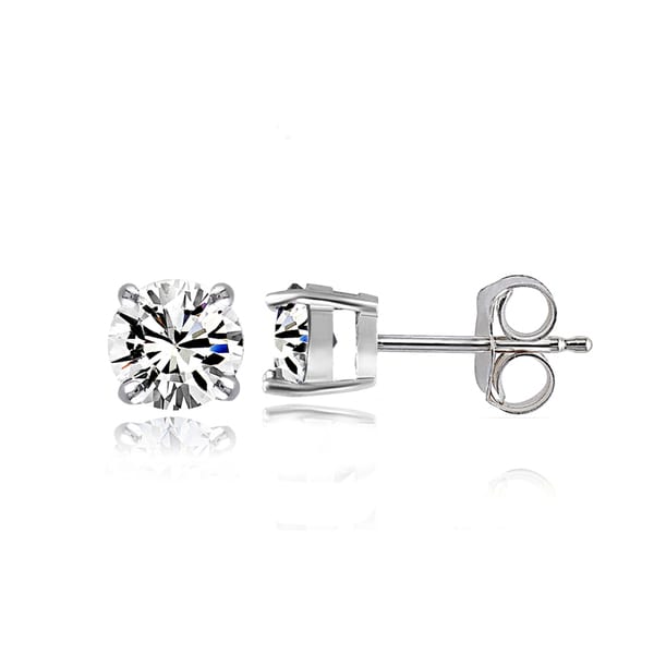 Crystal Ice Sterling Silver Swarovski Elements Small 4mm Round Crystal Ice Sterling Silver Swarovski Elements Small 4mm Round Stud Earrings