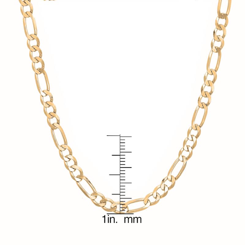 Roberto Martinez Gold Plated Silver 4 mm Figaro Chain Necklace (18"-30")