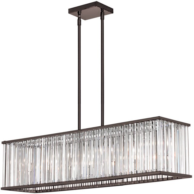 Dainolite 7-light Horizontal Crystal Chandelier in Vintage Oiled Brushed Bronze - vintage oiled bronze (60 to 100 Watts) - Chandeliers For Bedrooms by Overstock.com