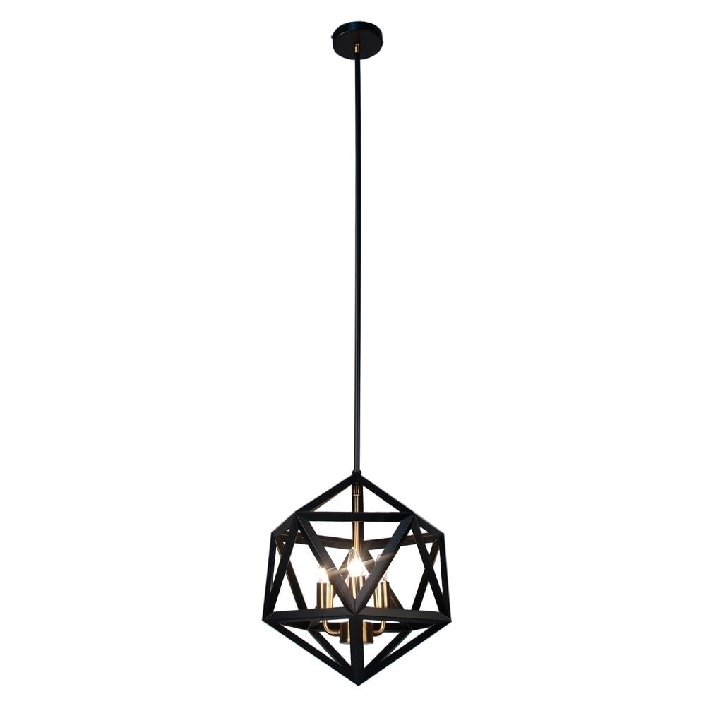 Dainolite 3-light Chandelier in Matte Black with Antique Brass Accents (Light) - Chandeliers For Bedrooms by Overstock.com