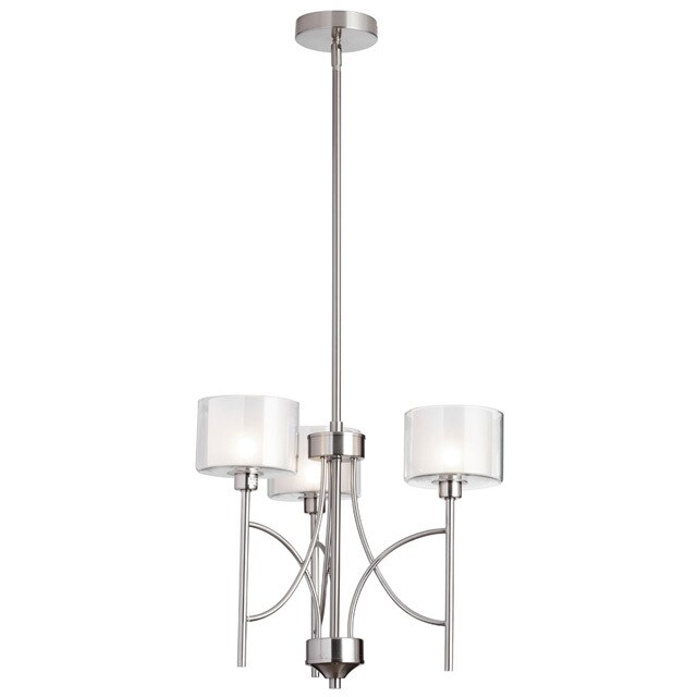 Dainolite 3-light Chandelier with Clear/Frosted White Glass in Satin Chrome Finish (60 to 100 Watts) - Chandeliers For Bedrooms by Overstock.com