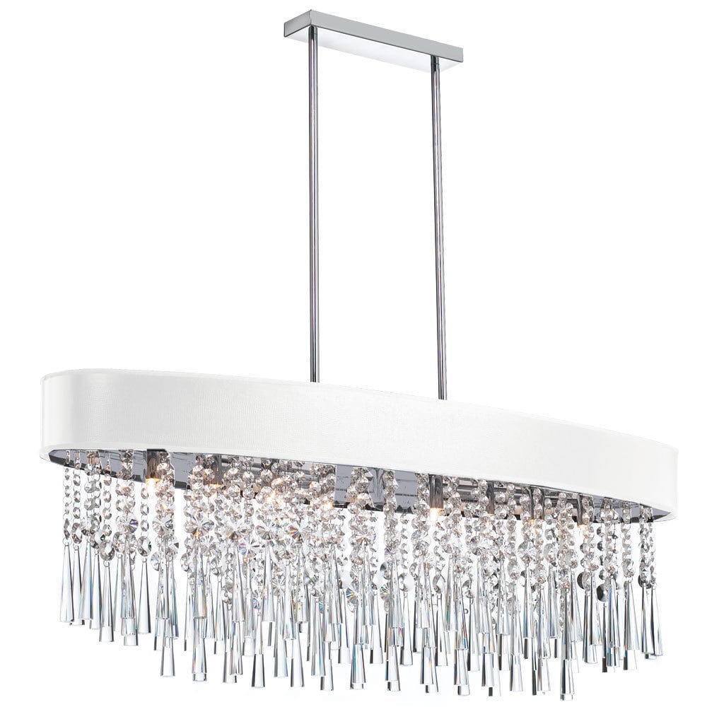 Dainolite 8-light Crystal Oval Polished Chrome Chandelier in White (Less than 60 Watts) - Chandeliers For Bedrooms by Overstock.com