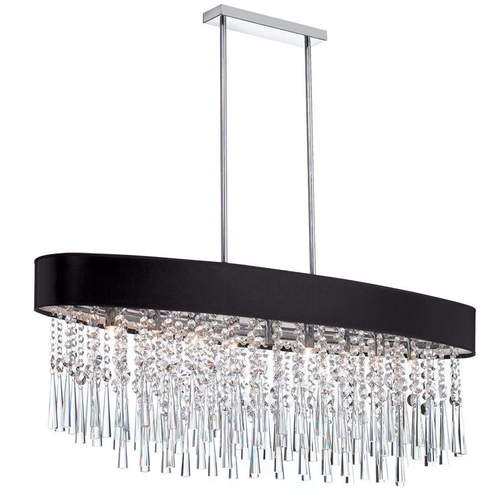 Dainolite 8-light Crystal Oval Polished Chrome Chandelier in Black - Polished chrome (Less than 60 Watts) - Chandeliers For Bedrooms by Overstock.com