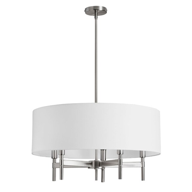 Dainolite 5-light Chandelier with White Drum Shade Satin Chrome Finish (60 to 100 Watts) - Chandeliers For Bedrooms by Overstock.com